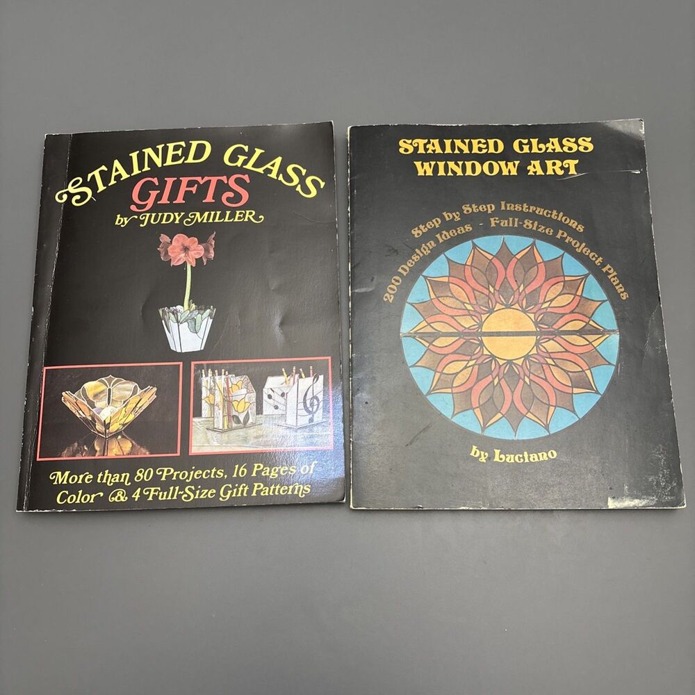 Lot of 2 Vintage STAINED GLASS Pattern Books Projects Gifts Judy Miller, Luciano